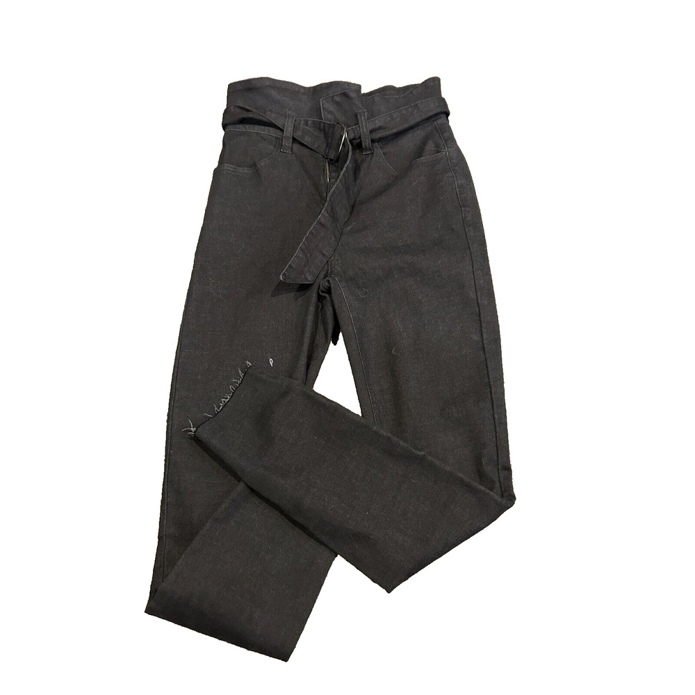 Pistola Women's Black Denim High Waist in Belt Raw Hem‎ Skinny Jeans Size 25